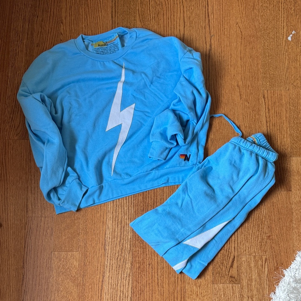 Aviator Nation Sky Blue Set with Rainbow Detail
